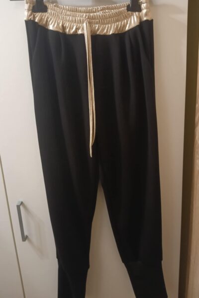 Spodnie ze złotym ściągaczem