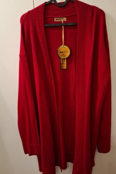 Kardigan długi bordowy